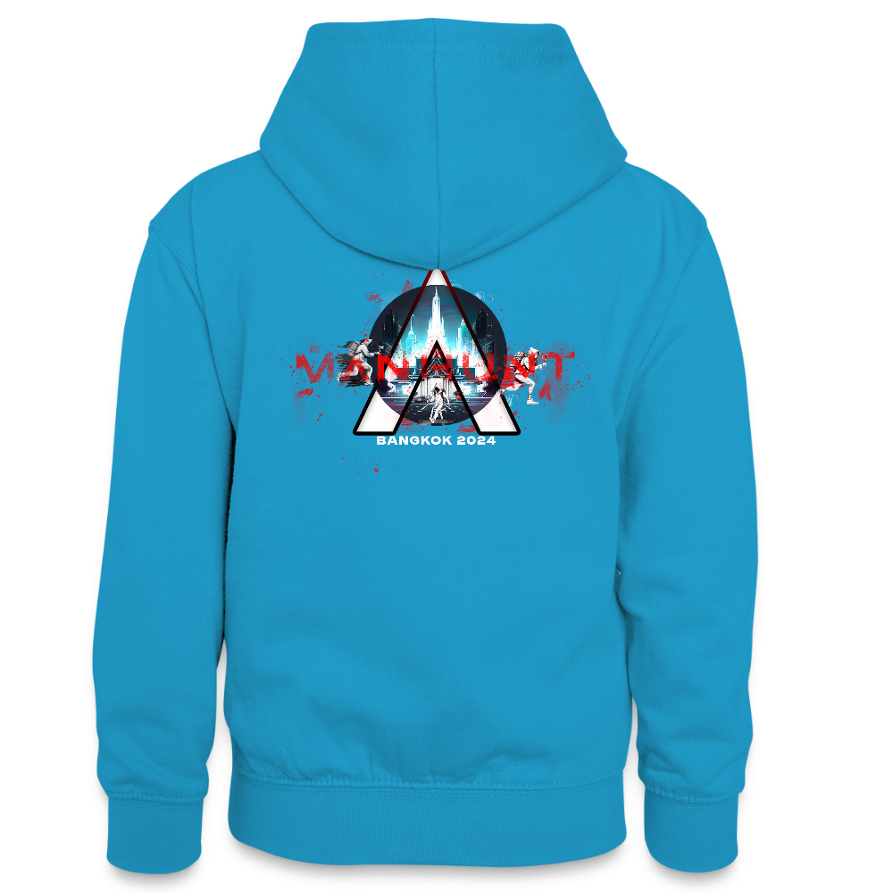MANHUNT Staffel 2 - Teenager Kontrast Hoodie - Pfauenblau/Grau meliert