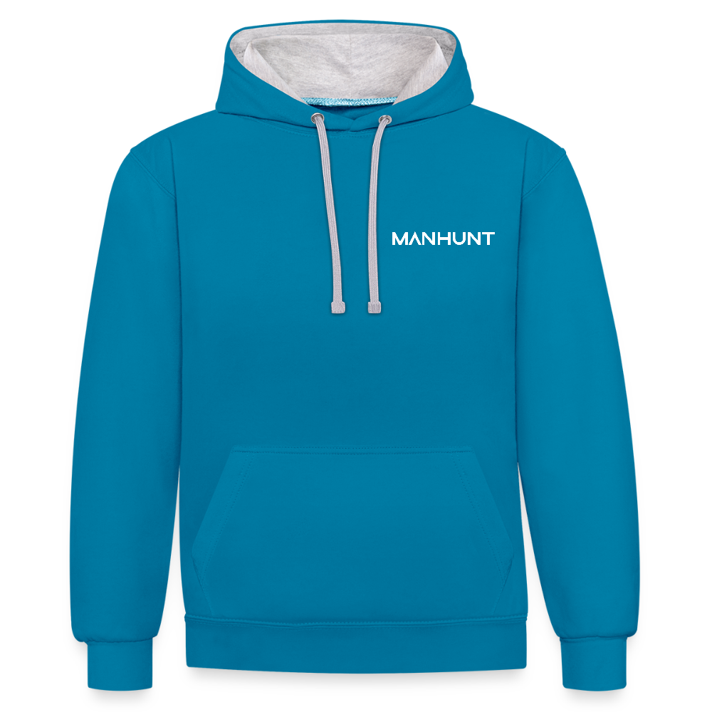 MANHUNT Staffel 2 - Kontrast Hoodie Männer - Pfauenblau/Grau meliert