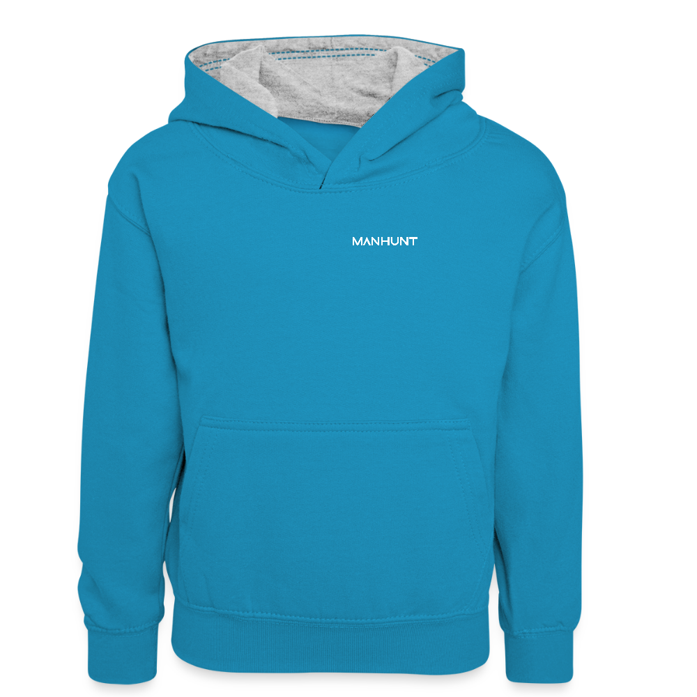 Hoodie - Ice on Target Kinder - Pfauenblau/Grau meliert