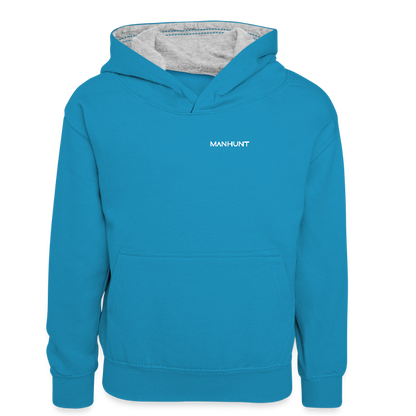Hoodie - Ice on Target Kinder - Pfauenblau/Grau meliert