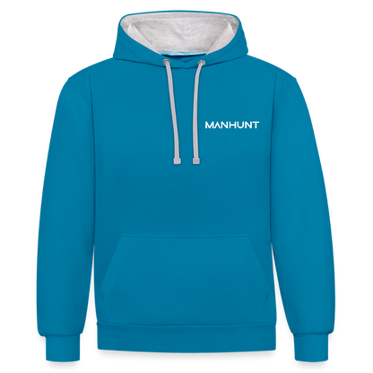 MANHUNT Staffel 2 - Kontrast Hoodie Männer - Pfauenblau/Grau meliert