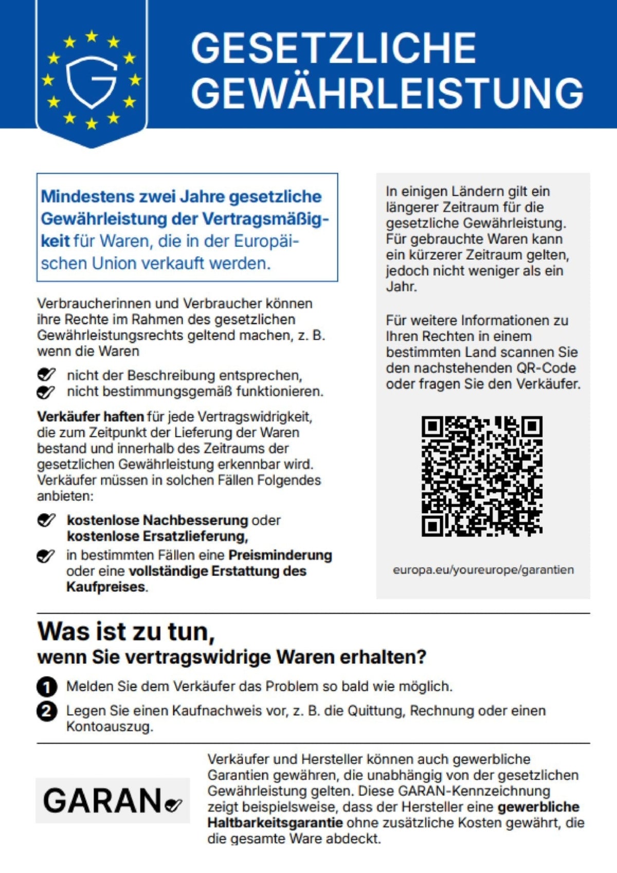 Wie ist die gesetzliche Gewährleistungspflicht geregelt?